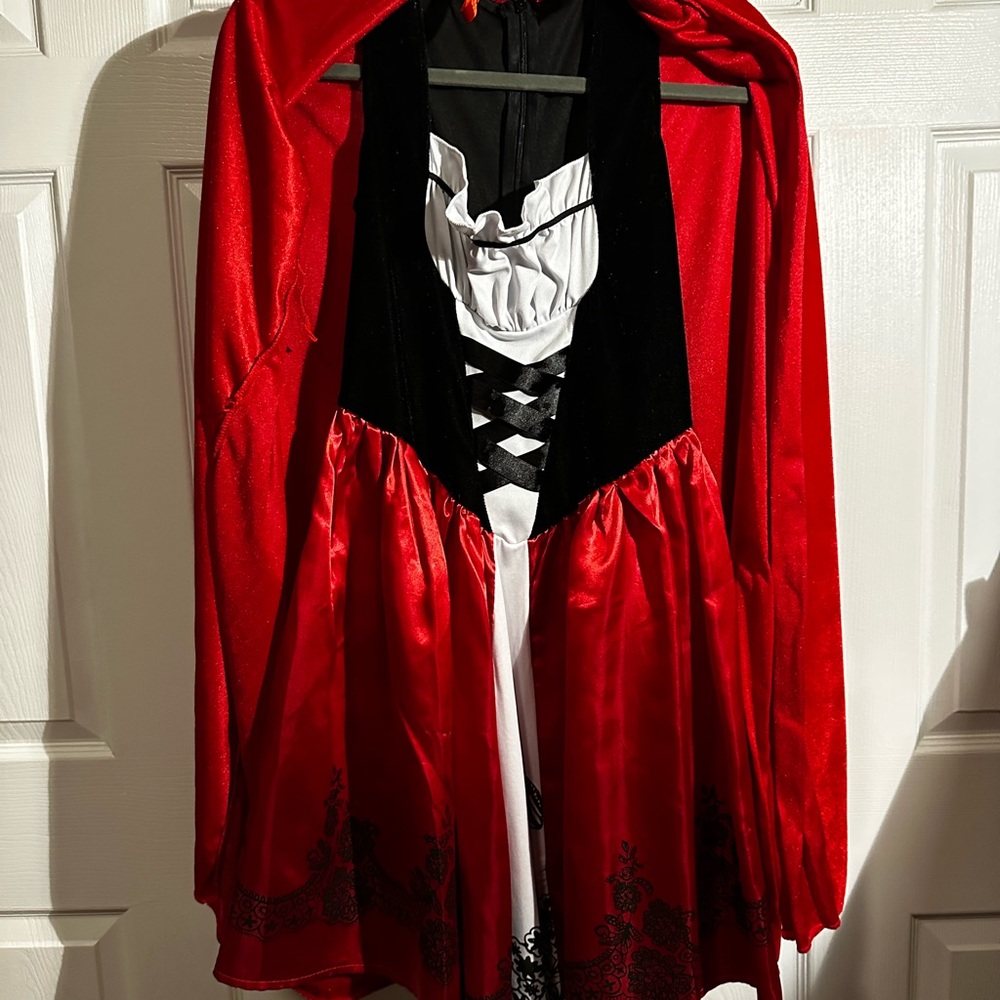 Red and Black Hooded Dress